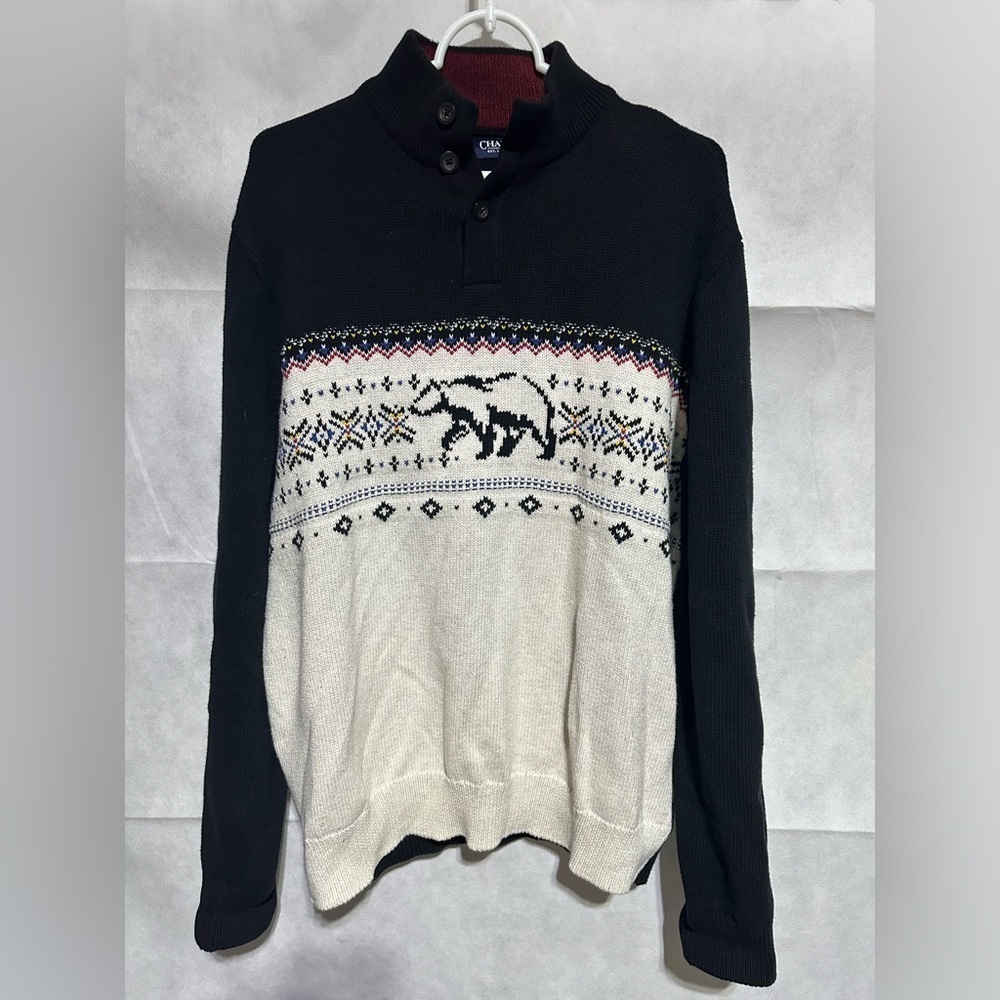 Chaps Nordic Sweater Men’s XL Polar Bear Fair Isle Outdoor Winter Christmas $80